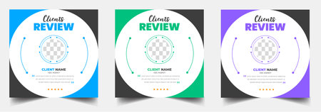 client feedback social media post banner set. Customer feedback testimonial social media post web banner template. client testimonials social media post banner design template.のイラスト素材