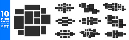 set of 10 blank college frame photo part or picture Vector mockup mega collection bundle. frame. picture college. picture frames. photo frame set. photo frame bundle.のイラスト素材