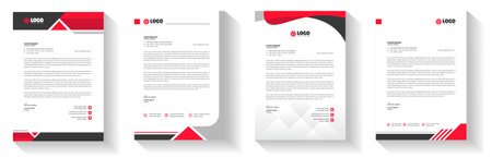 corporate modern letterhead design template with red color. creative modern letter head design template for your project. letterhead, letter head, Business letterhead design.のイラスト素材