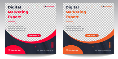 digital marketing post banner, digital marketing social media post banner. business marketing post banner. digital marketing banner.のイラスト素材