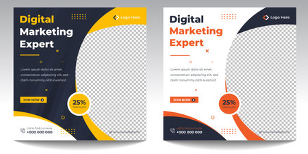 digital marketing post banner, digital marketing social media post banner. business marketing post banner. digital marketing banner.のイラスト素材