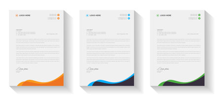 corporate modern business letterhead design template with yellow, blue, green and red color. business letterhead, corporate letterhead, letterhead, letter head.のイラスト素材