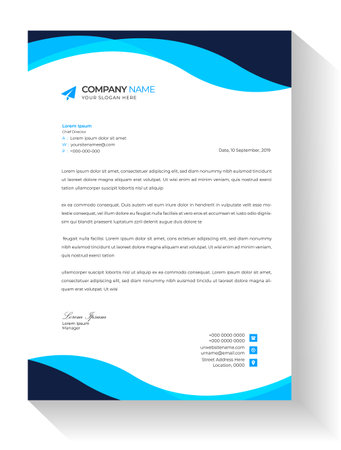 corporate modern business letterhead design template with blue color. business letterhead, corporate letterhead, letterhead, letter head.のイラスト素材