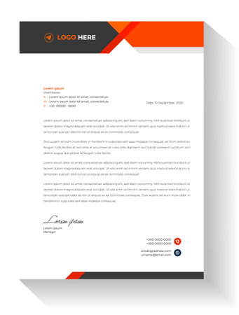corporate modern business letterhead design template with red color. business letterhead, corporate letterhead, letterhead, letter head.のイラスト素材