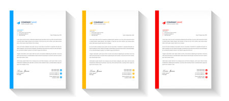 corporate modern business letterhead design template with yellow, blue, green and red color. business letterhead, corporate letterhead, letterhead, letter head.のイラスト素材