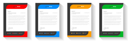 corporate modern business letterhead design template with yellow, blue, green and red color. business letterhead, corporate letterhead, letterhead, letter head.のイラスト素材