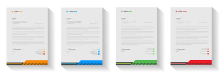 corporate modern business letterhead design template with yellow, blue, green and red color. business letterhead, corporate letterhead, letterhead, letter head.のイラスト素材