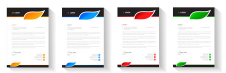 corporate modern business letterhead design template with yellow, blue, green and red color. business letterhead, corporate letterhead, letterhead, letter head.のイラスト素材