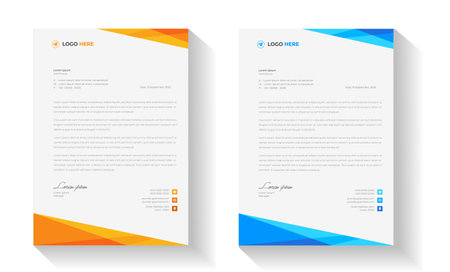 corporate modern business letterhead design template with yellow, blue, green and red color. business letterhead, corporate letterhead, letterhead, letter head.のイラスト素材