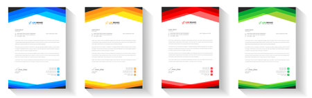 corporate modern business letterhead design template with yellow, blue, green and red color. business letterhead, corporate letterhead, letterhead, letter head.のイラスト素材