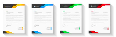 corporate modern business letterhead design template with yellow, blue, green and red color. business letterhead, corporate letterhead, letterhead, letter head.のイラスト素材