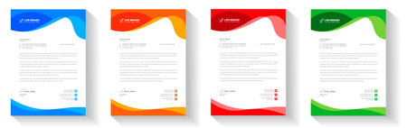 corporate modern business letterhead design template with yellow, blue, green and red color. business letterhead, corporate letterhead, letterhead, letter head.のイラスト素材
