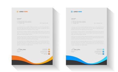 corporate modern business letterhead design template with yellow, blue, green and red color. business letterhead, corporate letterhead, letterhead, letter head.のイラスト素材