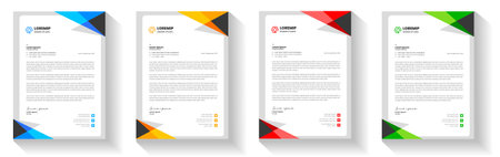 corporate modern business letterhead design template with yellow, blue, green and red color. business letterhead, corporate letterhead, letterhead, letter head.のイラスト素材