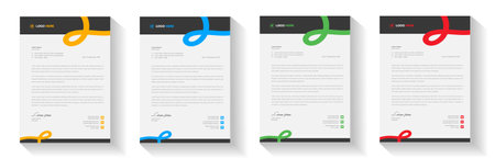 corporate modern business letterhead design template with yellow, blue, green and red color. business letterhead, corporate letterhead, letterhead, letter head.のイラスト素材