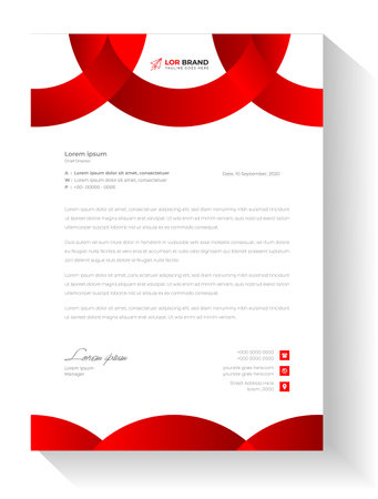 corporate modern business letterhead design template with red color. business letterhead, corporate letterhead, letterhead, letter head.のイラスト素材