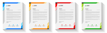 corporate modern business letterhead design template with yellow, blue, green and red color. business letterhead, corporate letterhead, letterhead, letter head.のイラスト素材