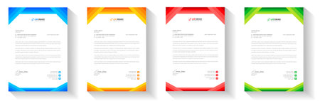 corporate modern business letterhead design template with yellow, blue, green and red color. business letterhead, corporate letterhead, letterhead, letter head.のイラスト素材