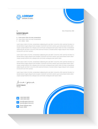 corporate modern business letterhead design template with blue color. business letterhead, corporate letterhead, letterhead, letter head.のイラスト素材