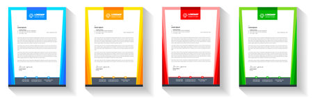 corporate modern business letterhead design template with yellow, blue, green and red color. business letterhead, corporate letterhead, letterhead, letter head.のイラスト素材