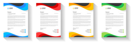 corporate modern business letterhead design template with yellow, blue, green and red color. business letterhead, corporate letterhead, letterhead, letter head.のイラスト素材
