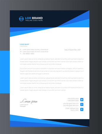 corporate modern business letterhead design template with blue color. business letterhead, corporate letterhead, letterhead, letter head.のイラスト素材