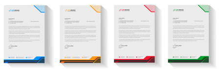 corporate modern business letterhead design template with yellow, blue, green and red color. business letterhead, corporate letterhead, letterhead, letter head.のイラスト素材