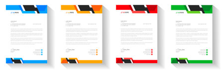corporate modern business letterhead design template with yellow, blue, green and red color. business letterhead, corporate letterhead, letterhead, letter head.のイラスト素材