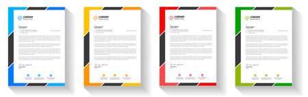 corporate modern business letterhead design template with yellow, blue, green and red color. business letterhead, corporate letterhead, letterhead, letter head.のイラスト素材