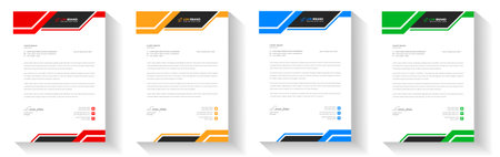 corporate modern business letterhead design template with yellow, blue, green and red color. business letterhead, corporate letterhead, letterhead, letter head.のイラスト素材