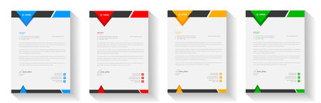 corporate modern business letterhead design template with yellow, blue, green and red color. business letterhead, corporate letterhead, letterhead, letter head.のイラスト素材