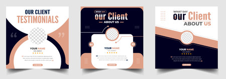 client feedback, client testimonial, customer review, customer feedback social media post banner set. Customer feedback testimonial social media post web banner template.のイラスト素材