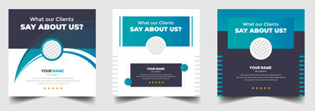 client feedback, client testimonial, customer review, customer feedback social media post banner set. Customer feedback testimonial social media post web banner template.のイラスト素材