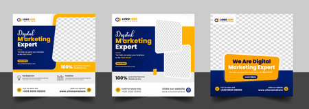 digital marketing post banner, digital marketing social media post banner. business marketing post banner. digital marketing banner.のイラスト素材