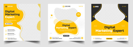 digital marketing post banner, digital marketing social media post banner. business marketing post banner. digital marketing banner.のイラスト素材