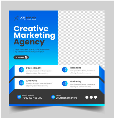 digital marketing post banner, digital marketing social media post banner. business marketing post banner. digital marketing banner.のイラスト素材