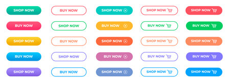 buy now or shop now button template set with multi color.のイラスト素材