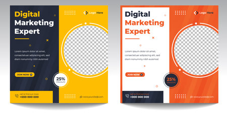 digital marketing post banner, digital marketing social media post banner. business marketing post banner. digital marketing banner. business social media post designのイラスト素材