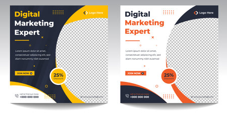 digital marketing post banner, digital marketing social media post banner. business marketing post banner. digital marketing banner. business social media post designのイラスト素材
