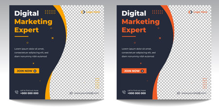 digital marketing post banner, digital marketing social media post banner. business marketing post banner. digital marketing banner. business social media post designのイラスト素材