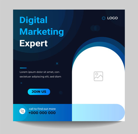 digital marketing post banner, digital marketing social media post banner. business marketing post banner. digital marketing banner. business social media post designのイラスト素材