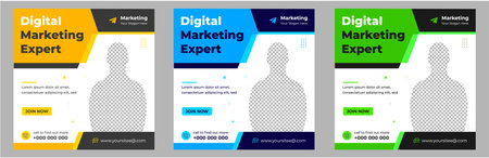 digital marketing post banner, digital marketing social media post banner. business marketing post banner. digital marketing banner. business social media post designのイラスト素材