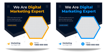 digital marketing post banner, digital marketing social media post banner. business marketing post banner. digital marketing banner. business social media post designのイラスト素材