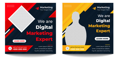 digital marketing post banner, digital marketing social media post banner. business marketing post banner. digital marketing banner. business social media post designのイラスト素材