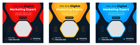 digital marketing post banner, digital marketing social media post banner. business marketing post banner. digital marketing banner. business social media post designのイラスト素材