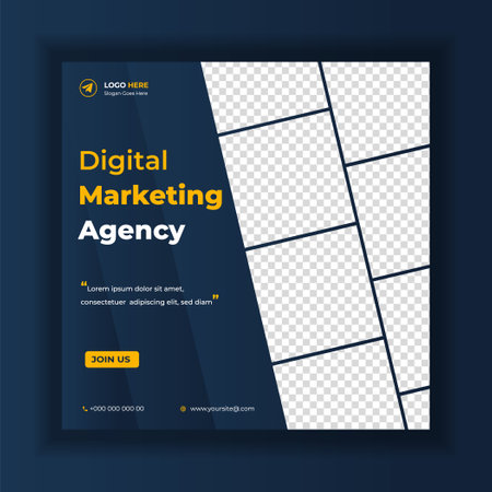 digital marketing post banner, digital marketing social media post banner. business marketing post banner. digital marketing banner. business social media post designのイラスト素材