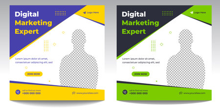 digital marketing post banner, digital marketing social media post banner. business marketing post banner. digital marketing banner. business social media post designのイラスト素材