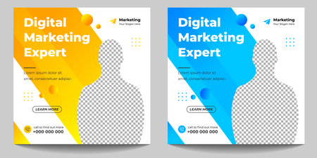 digital marketing post banner, digital marketing social media post banner. business marketing post banner. digital marketing banner. business social media post design.のイラスト素材