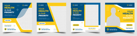 Medical Social Media Post Template, Healthcare Social Media Banner Template, Medical and healthcare social media post template. health doctor social media post banner. Medical Healのイラスト素材