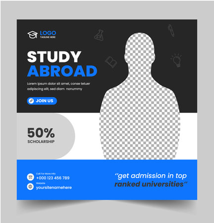 Study abroad modern social media post  banner templateのイラスト素材